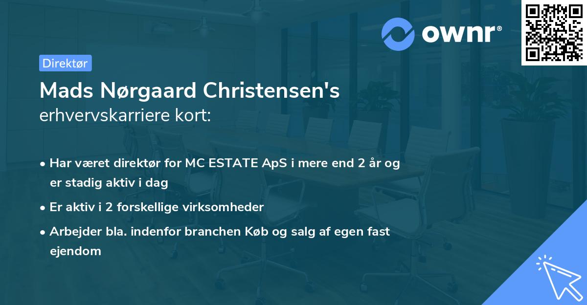Mads Nørgaard Christensen's erhvervskarriere kort