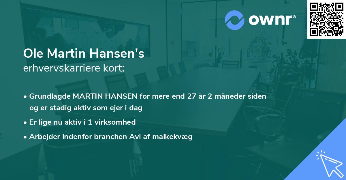 Ole Martin Hansen's erhvervskarriere kort