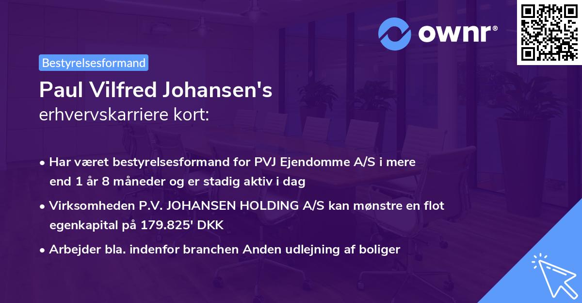 Paul Vilfred Johansen's erhvervskarriere kort