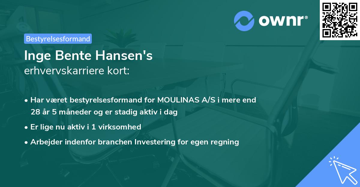 Inge Bente Hansen's erhvervskarriere kort