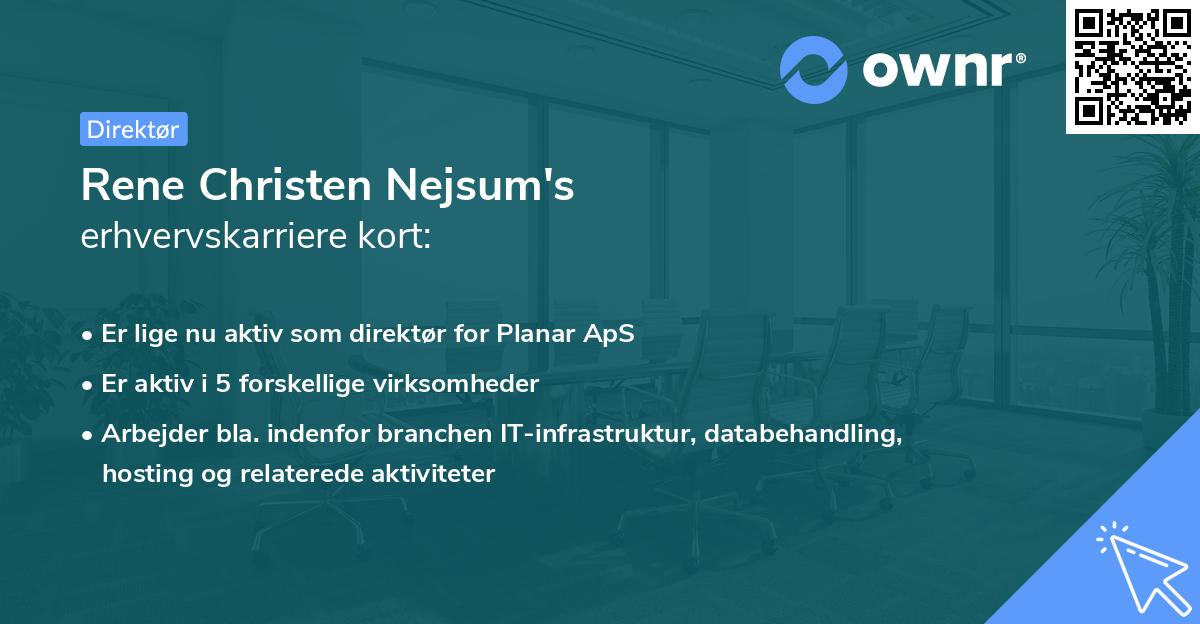 Rene Christen Nejsum's erhvervskarriere kort