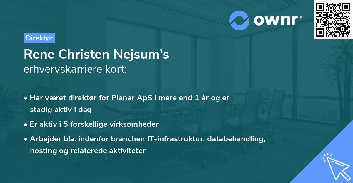 Rene Christen Nejsum's erhvervskarriere kort