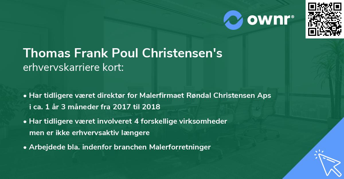 Thomas Frank Poul Christensen's erhvervskarriere kort