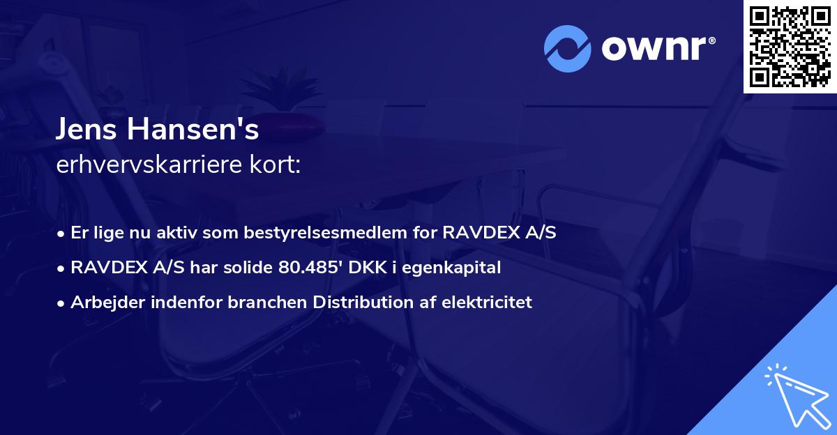 Jens Hansen's erhvervskarriere kort