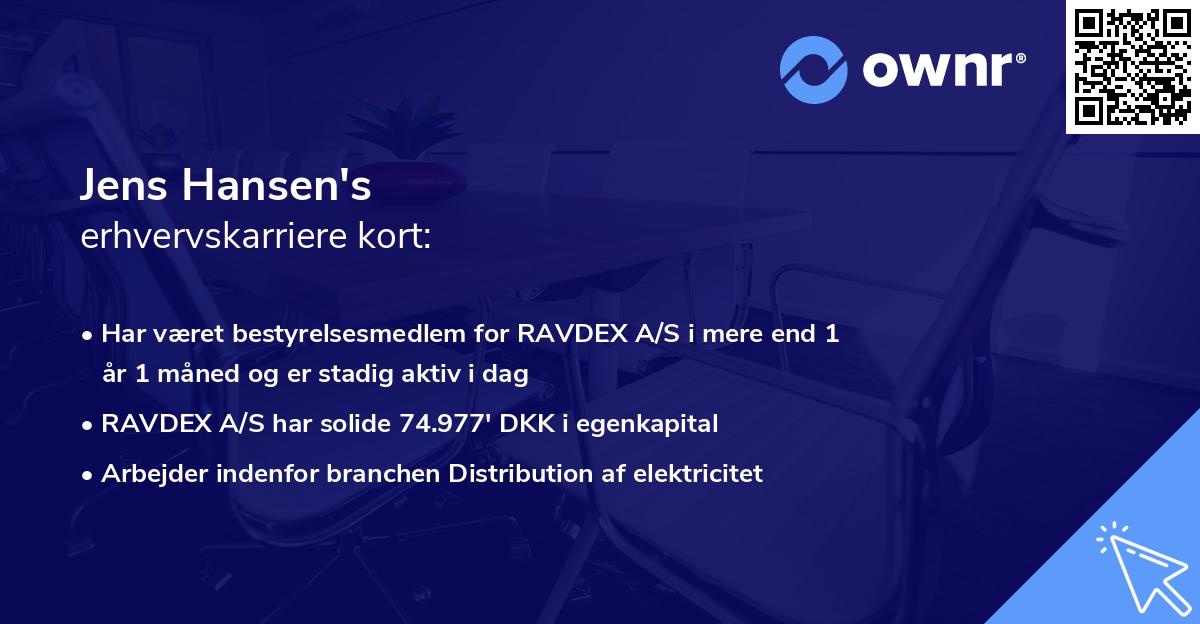 Jens Hansen's erhvervskarriere kort