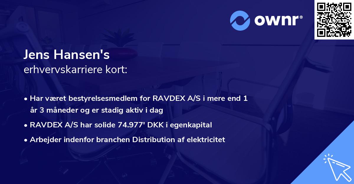 Jens Hansen's erhvervskarriere kort