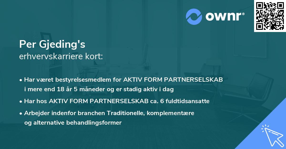 Per Gjeding's erhvervskarriere kort