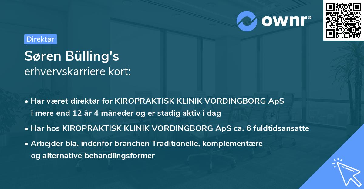 Søren Bülling's erhvervskarriere kort