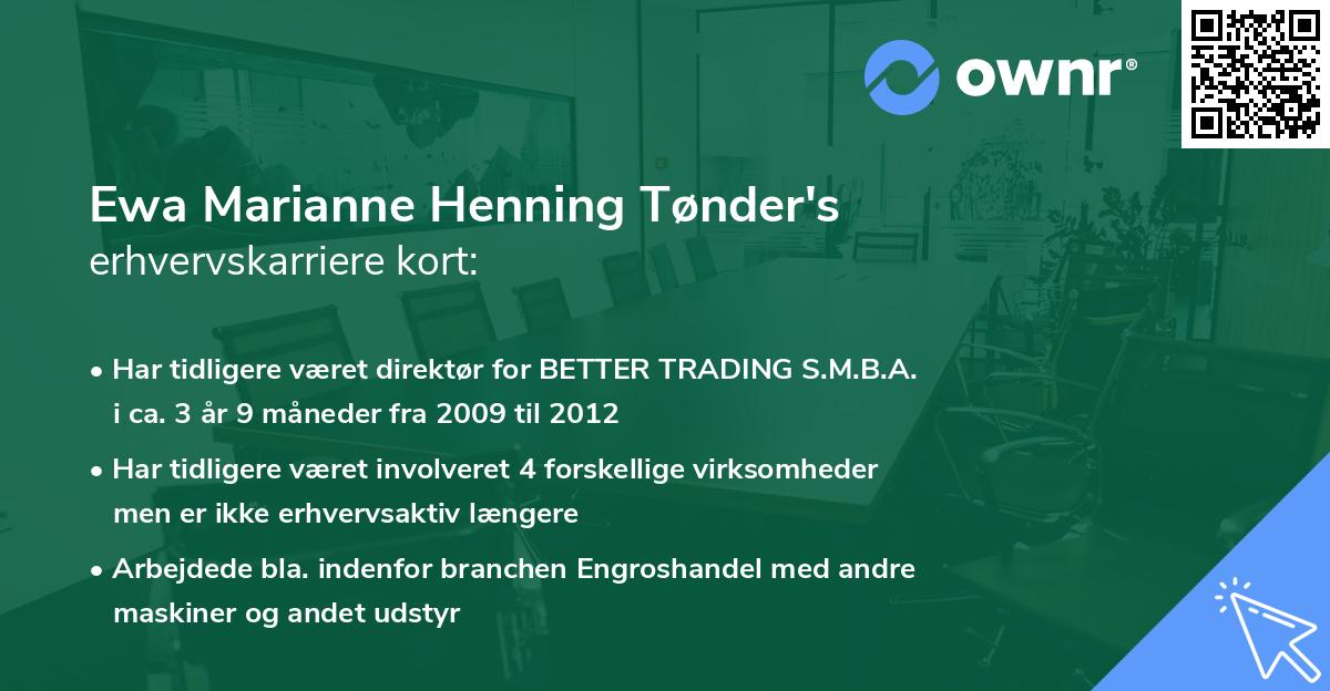 Ewa Marianne Henning Tønder's erhvervskarriere kort