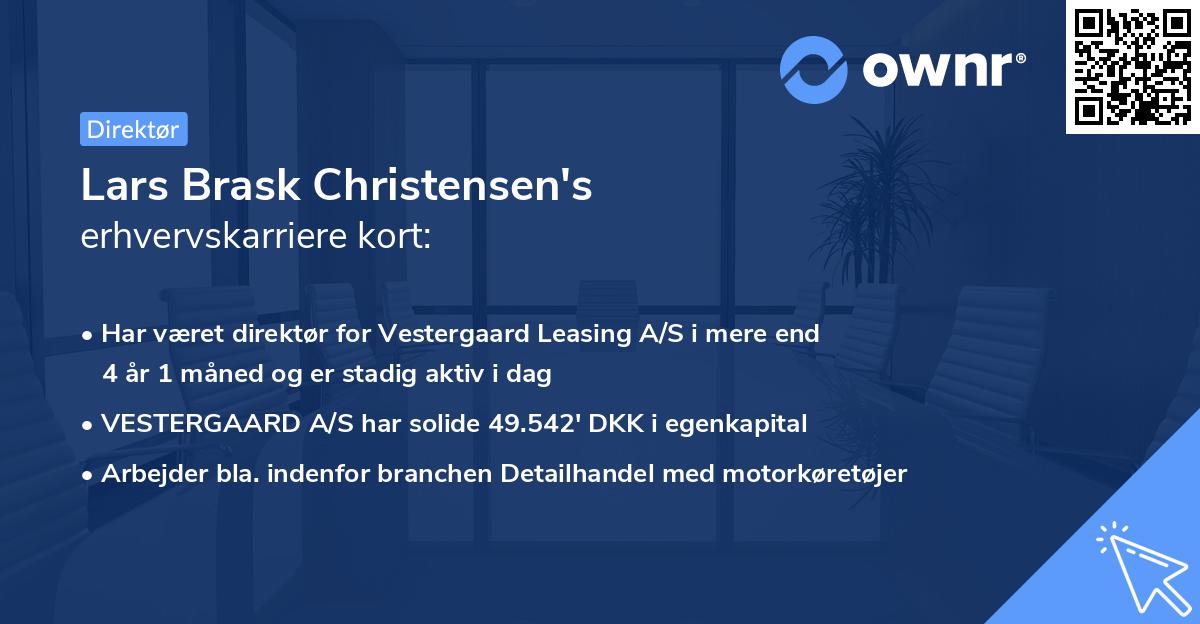 Lars Brask Christensen's erhvervskarriere kort