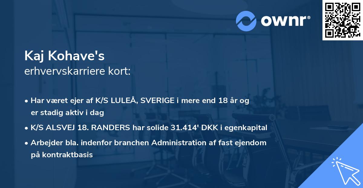 Kaj Kohave's erhvervskarriere kort
