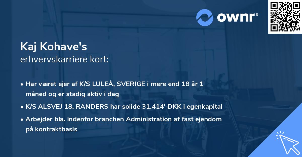 Kaj Kohave's erhvervskarriere kort