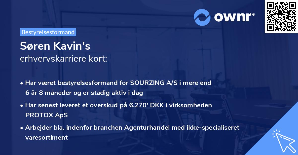 Søren Kavin's erhvervskarriere kort