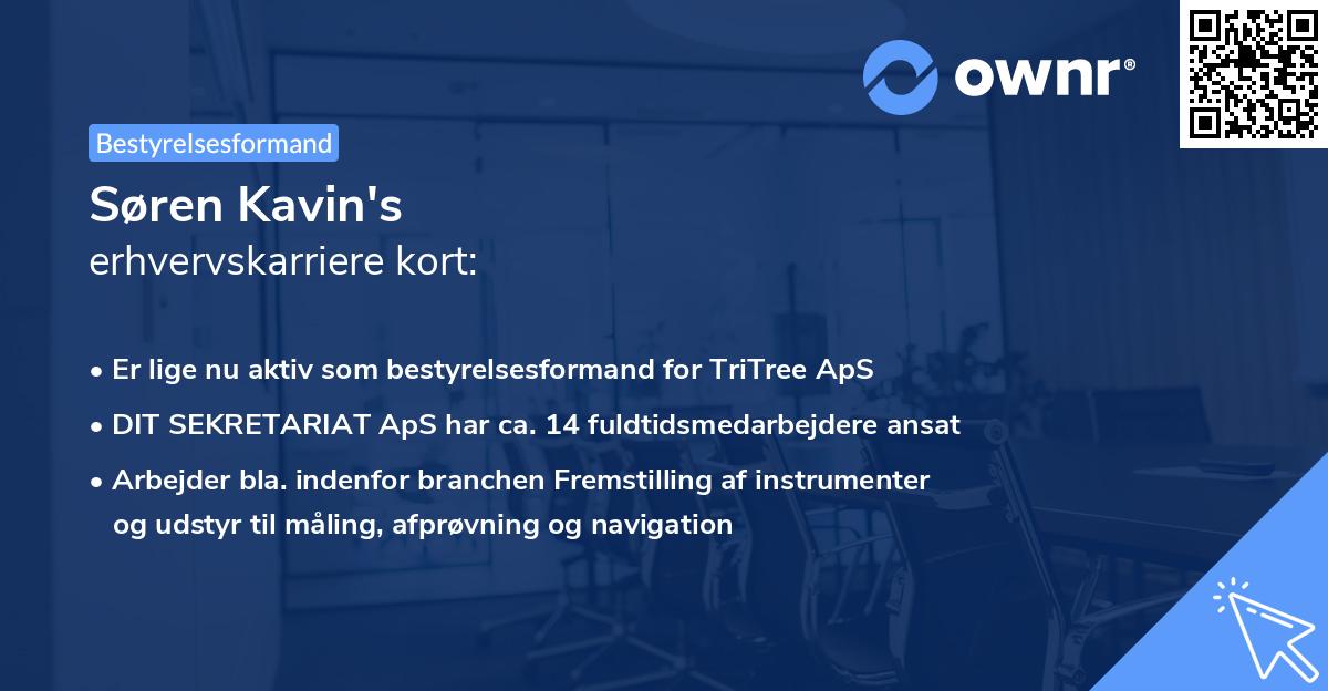 Søren Kavin's erhvervskarriere kort