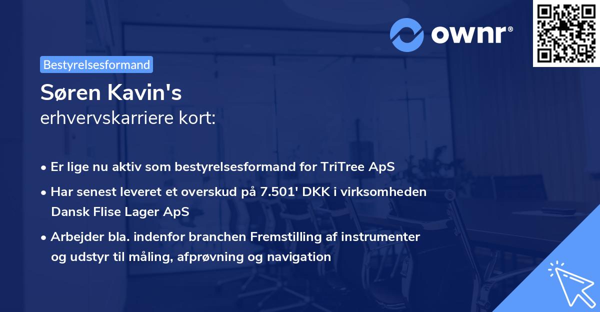 Søren Kavin's erhvervskarriere kort