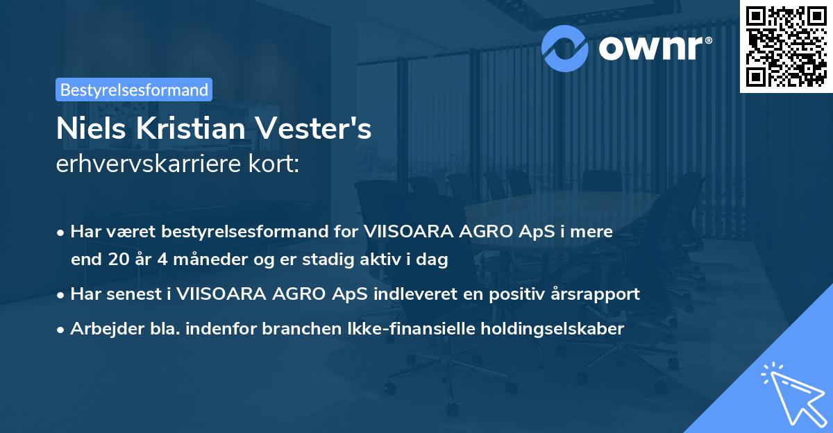 Niels Kristian Vester's erhvervskarriere kort