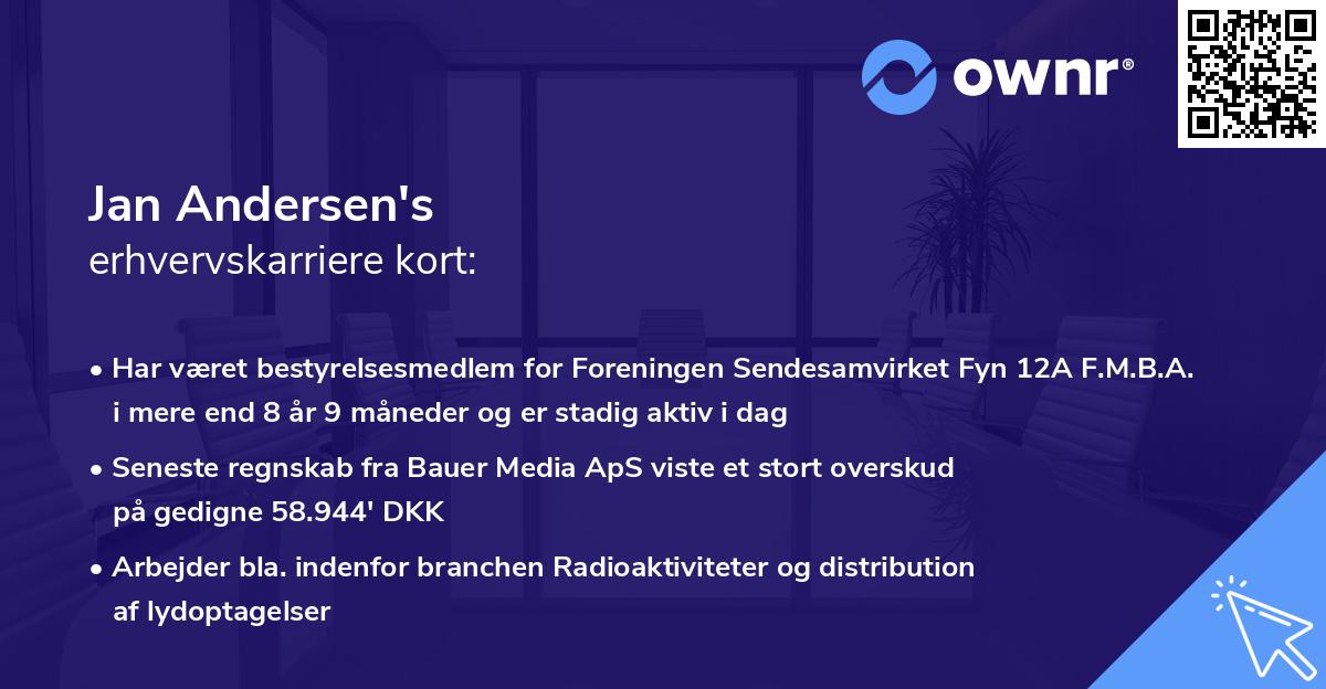 Jan Andersen's erhvervskarriere kort