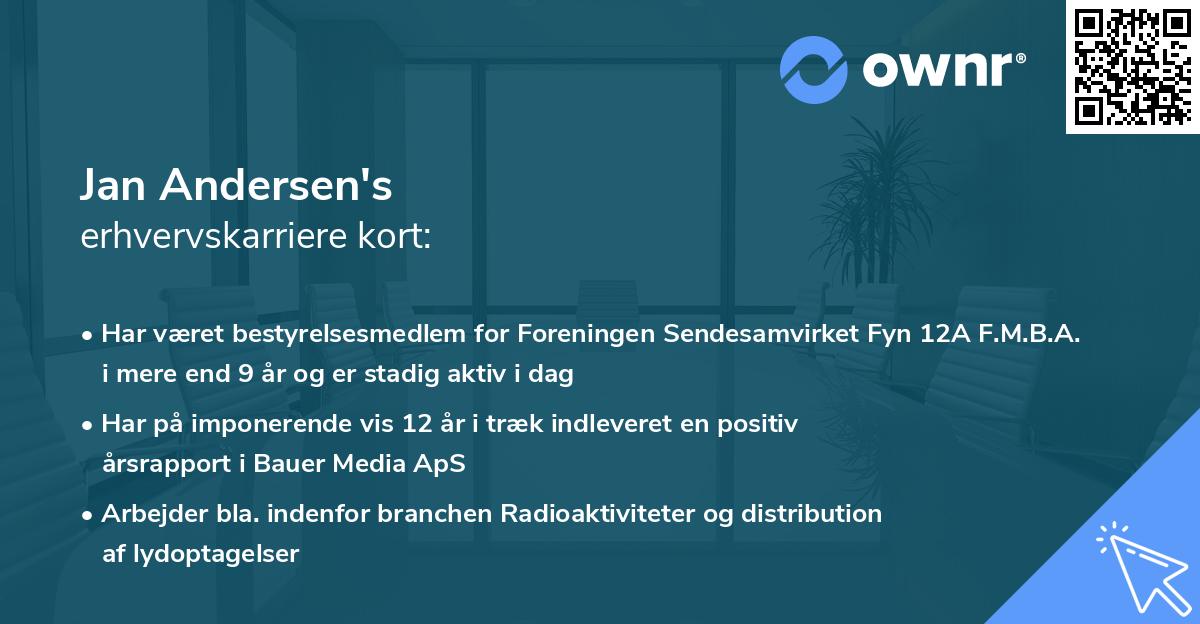 Jan Andersen's erhvervskarriere kort