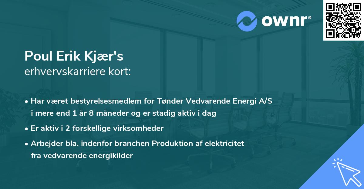 Poul Erik Kjær's erhvervskarriere kort