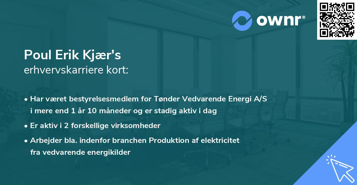 Poul Erik Kjær's erhvervskarriere kort
