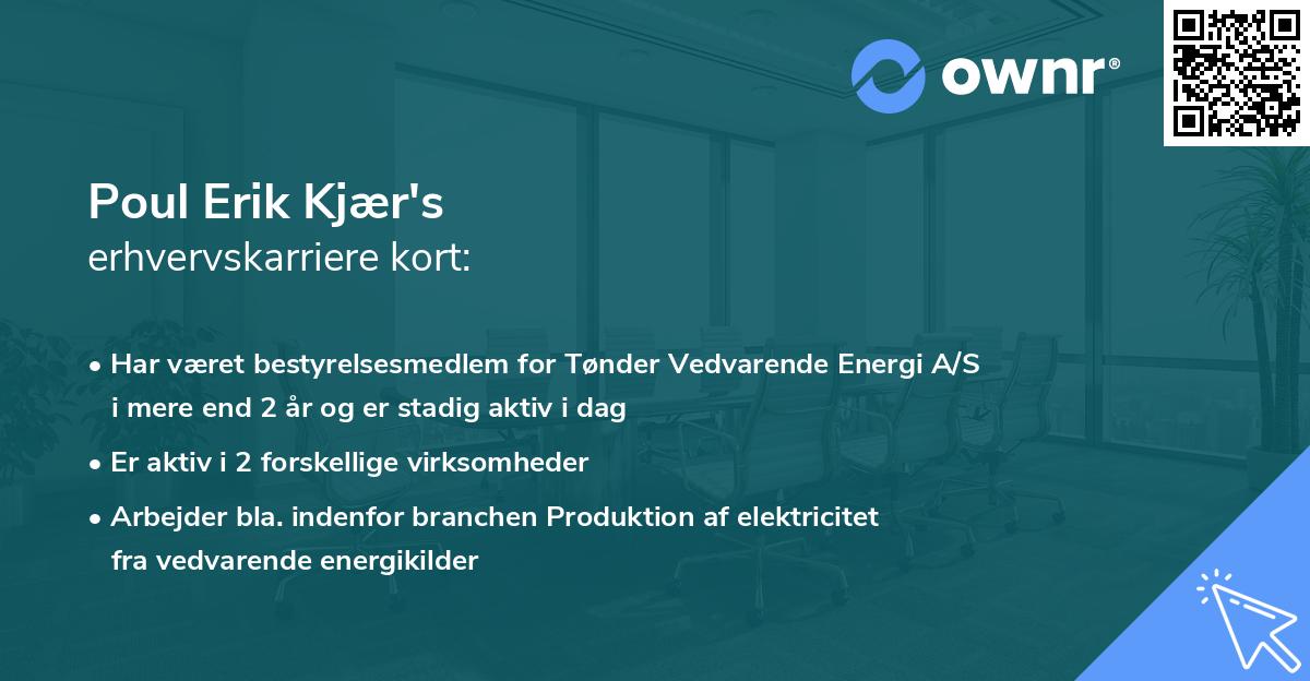 Poul Erik Kjær's erhvervskarriere kort