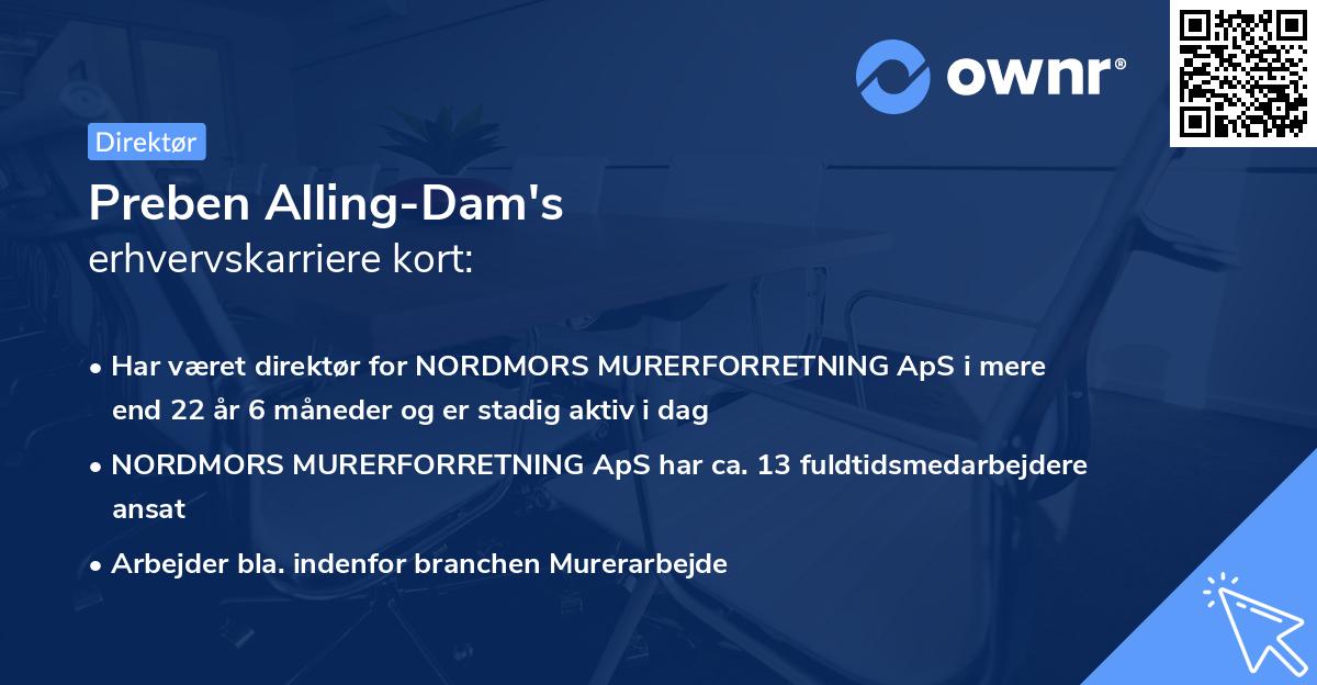 Preben Alling-Dam's erhvervskarriere kort