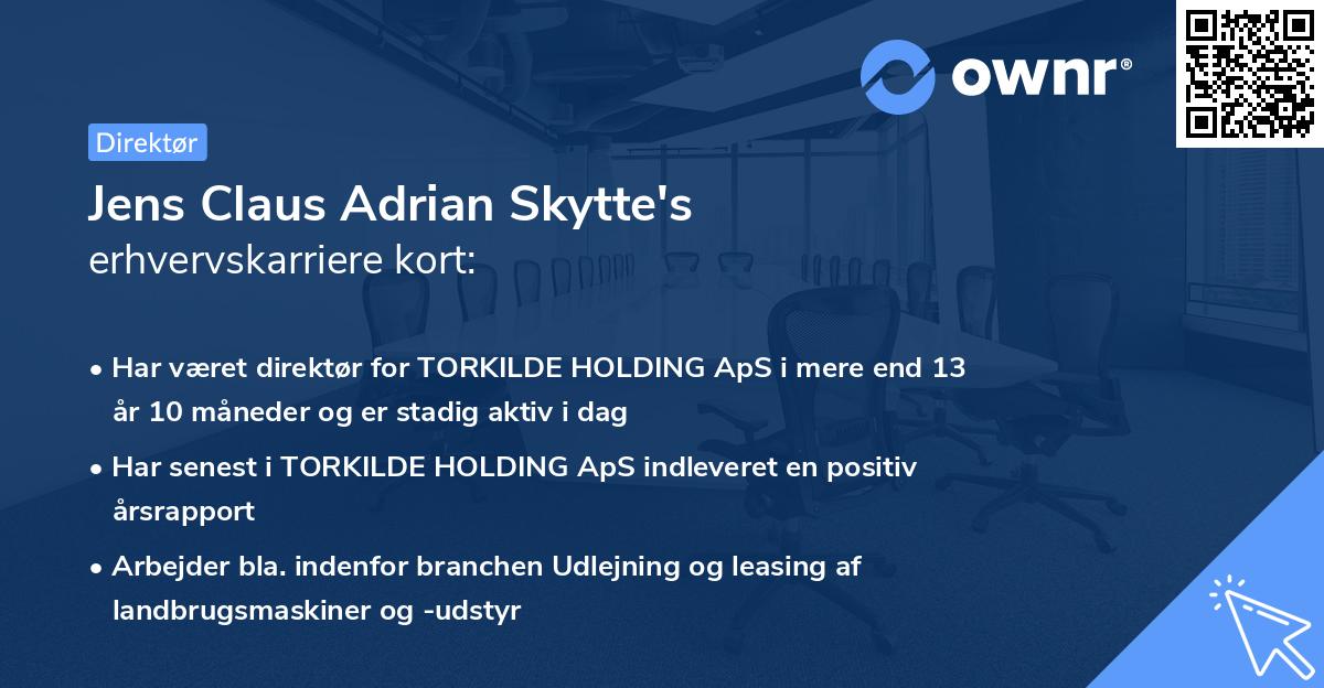Jens Claus Adrian Skytte's erhvervskarriere kort