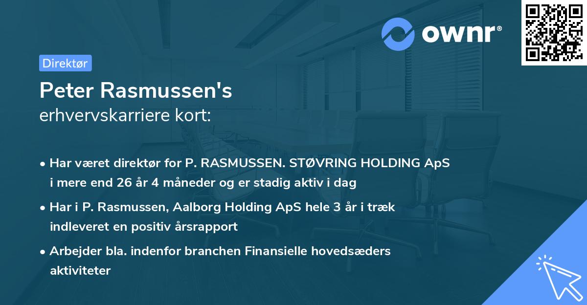 Peter Rasmussen's erhvervskarriere kort