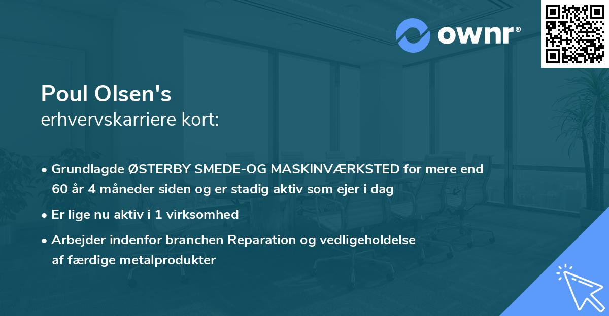Poul Olsen's erhvervskarriere kort