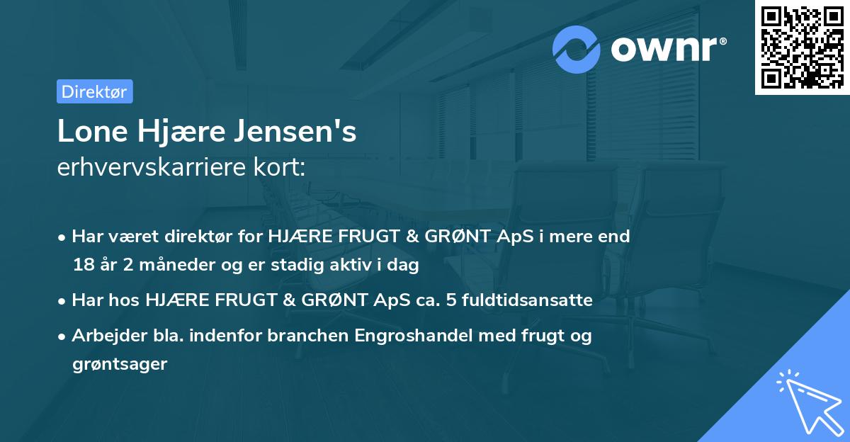 Lone Hjære Jensen's erhvervskarriere kort