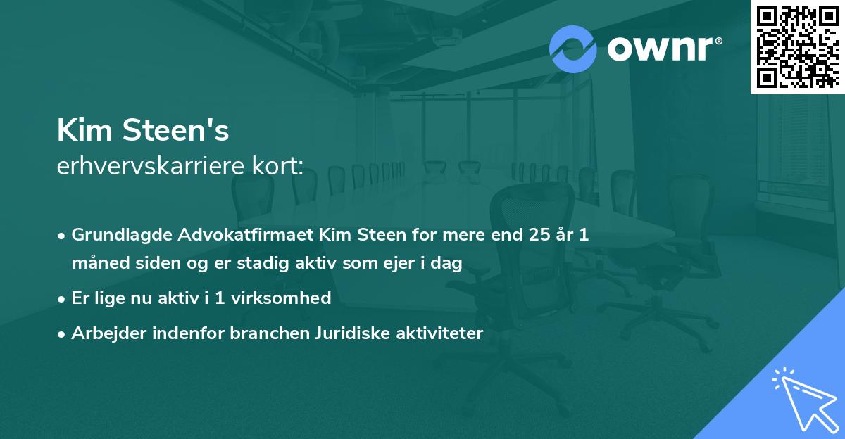 Kim Steen's erhvervskarriere kort