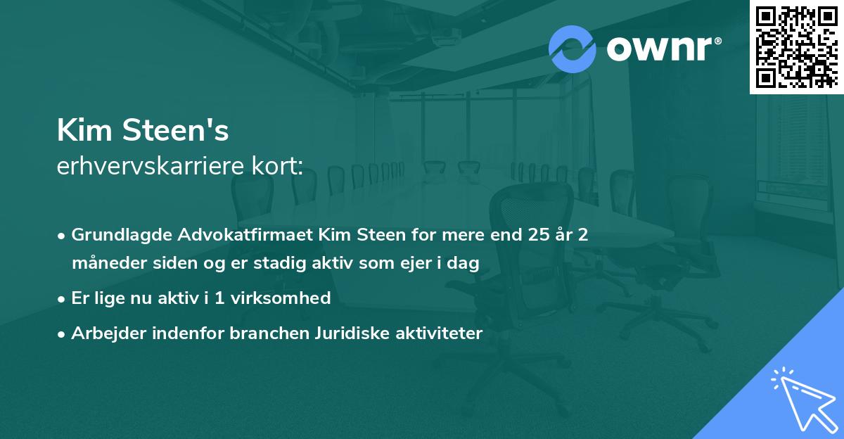 Kim Steen's erhvervskarriere kort