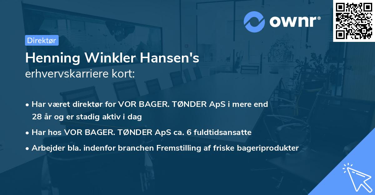 Henning Winkler Hansen's erhvervskarriere kort