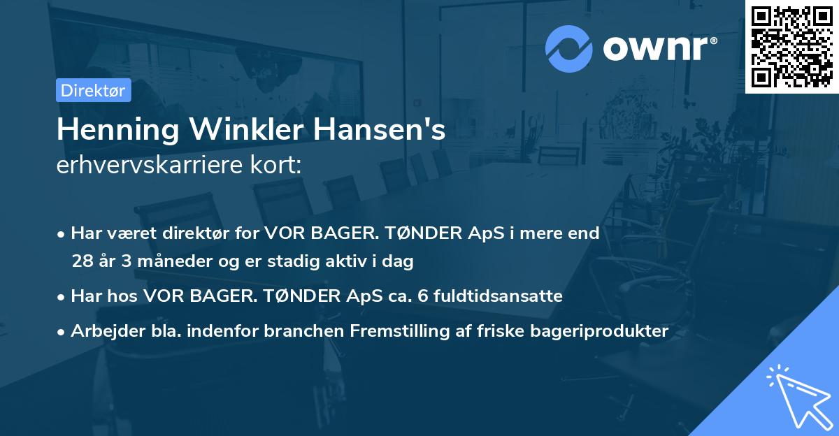 Henning Winkler Hansen's erhvervskarriere kort