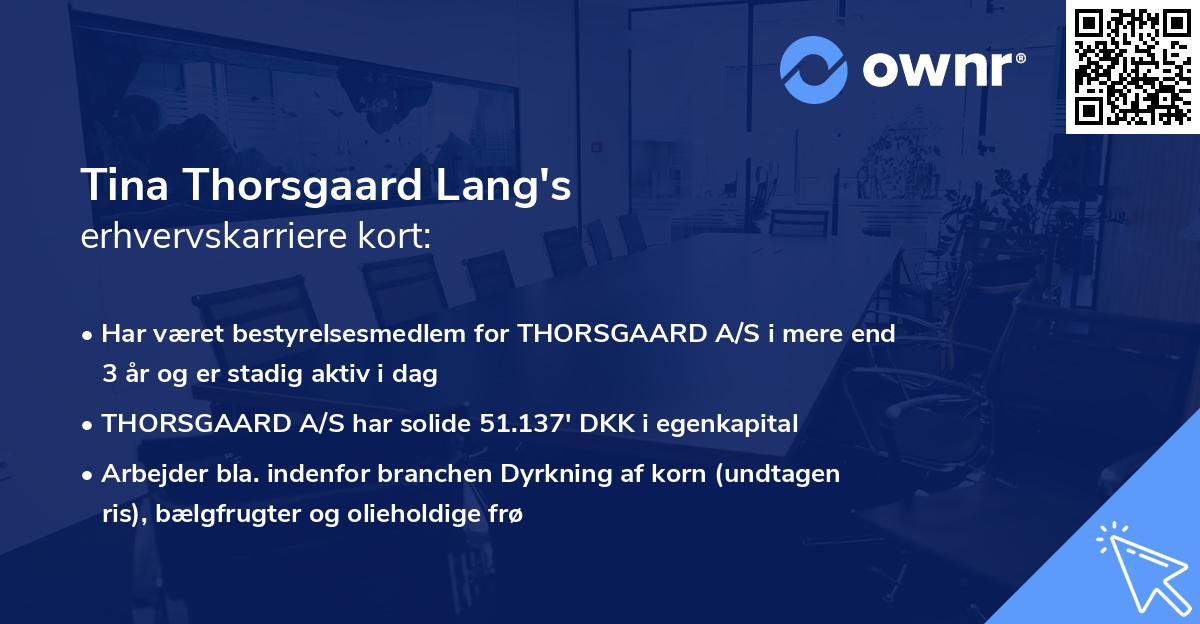 Tina Thorsgaard Lang's erhvervskarriere kort