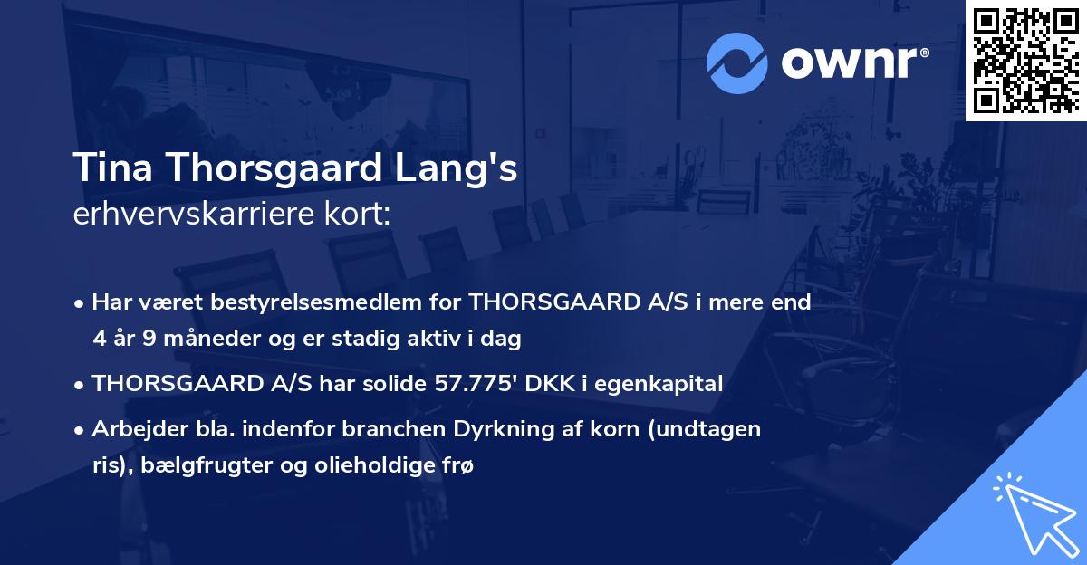 Tina Thorsgaard Lang's erhvervskarriere kort