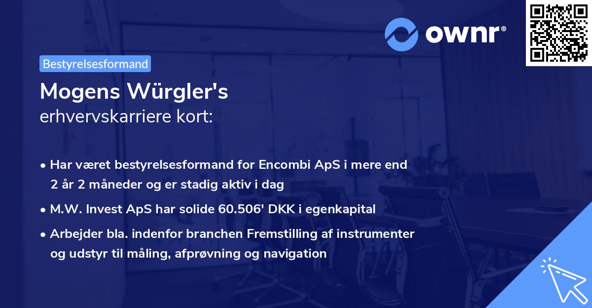 Mogens Würgler's erhvervskarriere kort