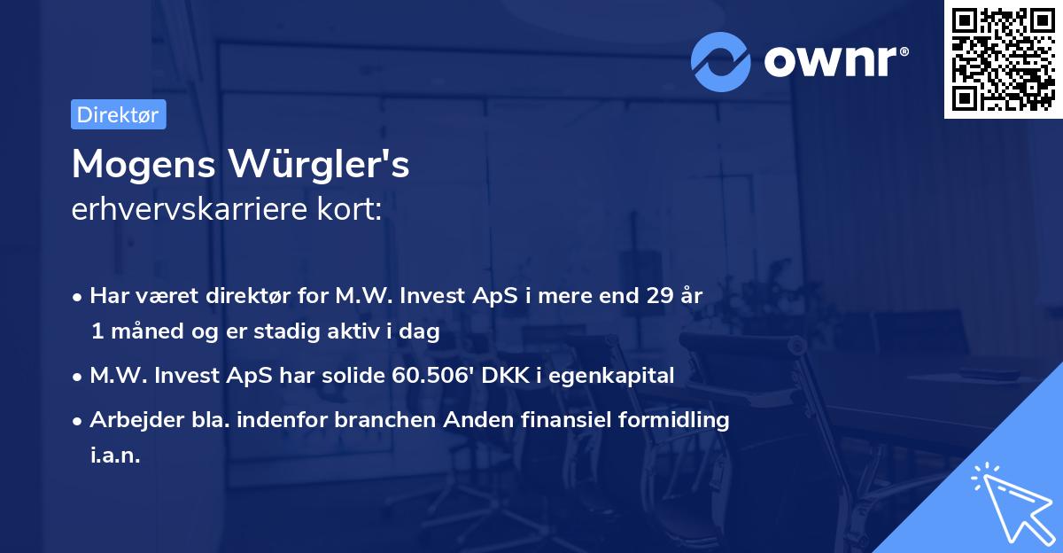 Mogens Würgler's erhvervskarriere kort