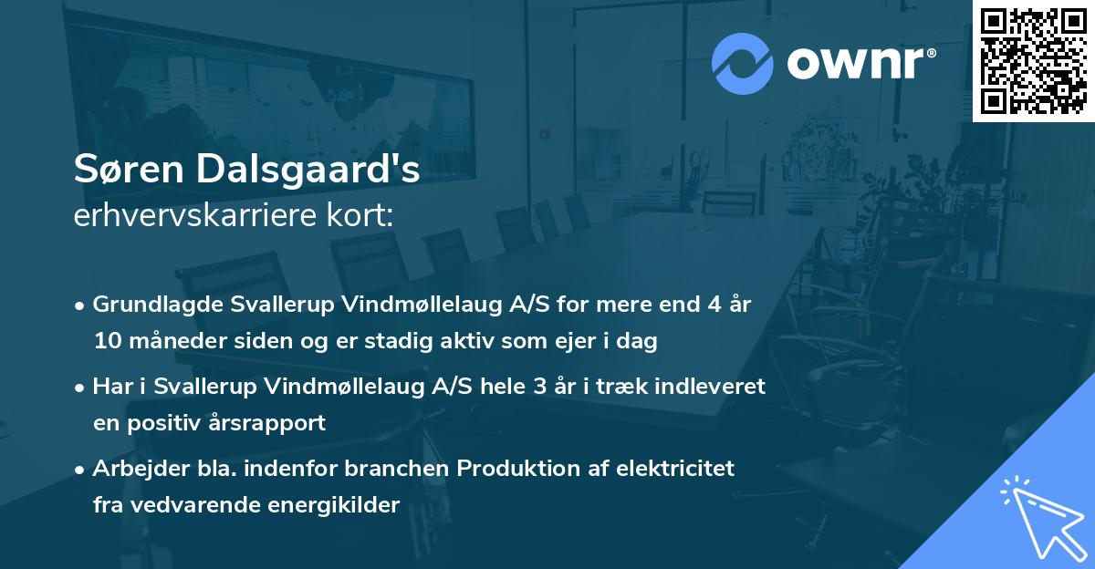 Søren Dalsgaard's erhvervskarriere kort