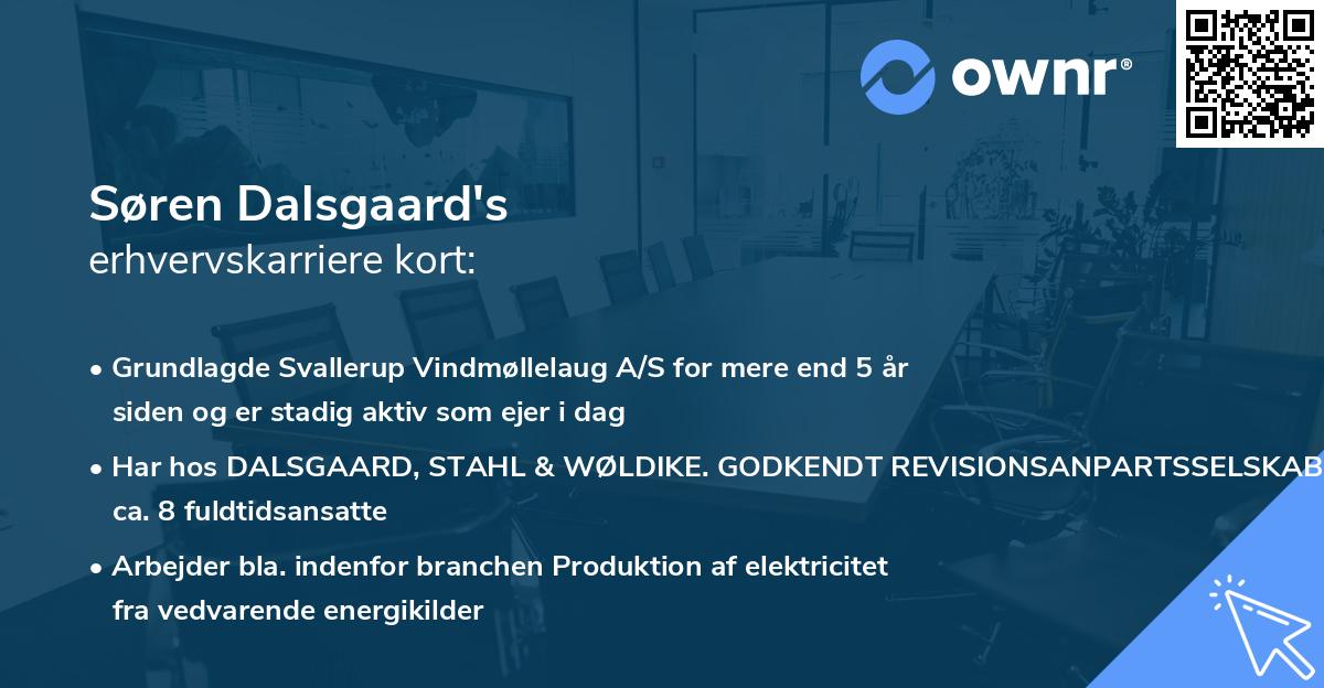 Søren Dalsgaard's erhvervskarriere kort