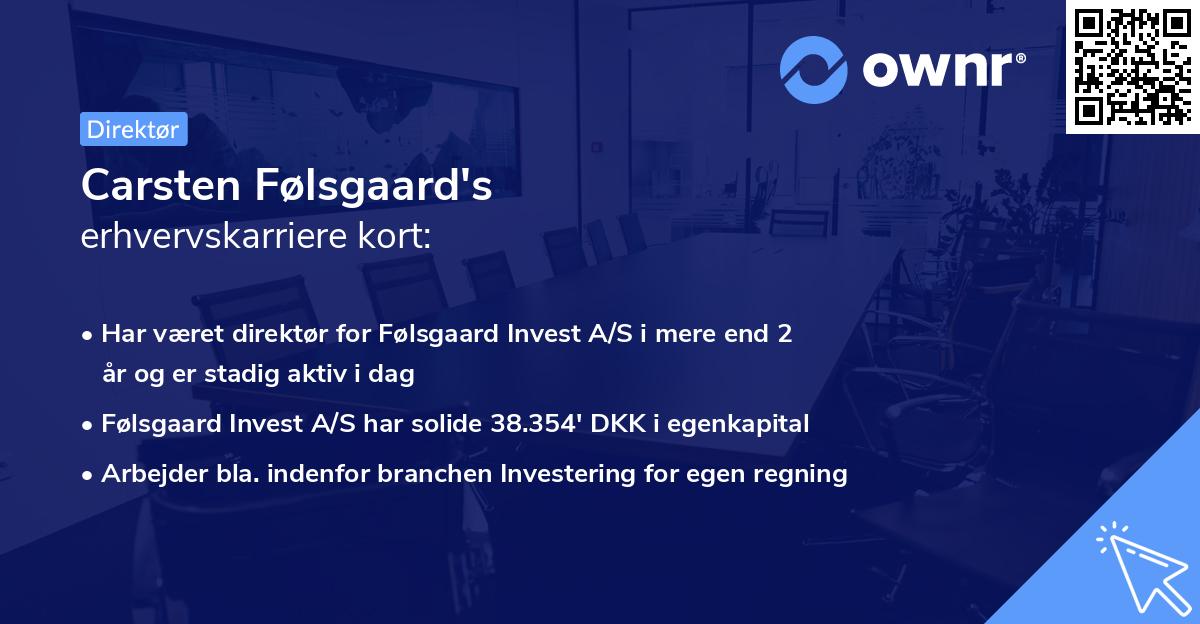 Carsten Følsgaard's erhvervskarriere kort