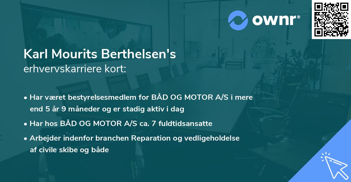 Karl Mourits Berthelsen's erhvervskarriere kort