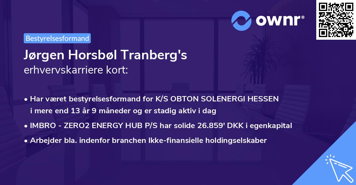 Jørgen Horsbøl Tranberg's erhvervskarriere kort