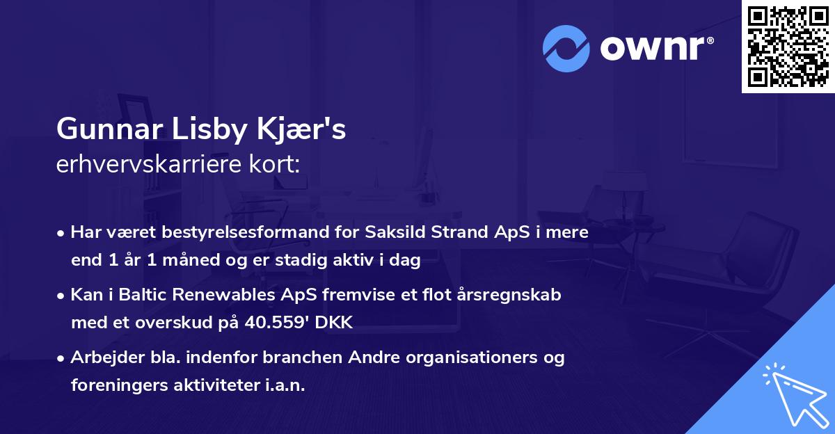 Gunnar Lisby Kjær's erhvervskarriere kort