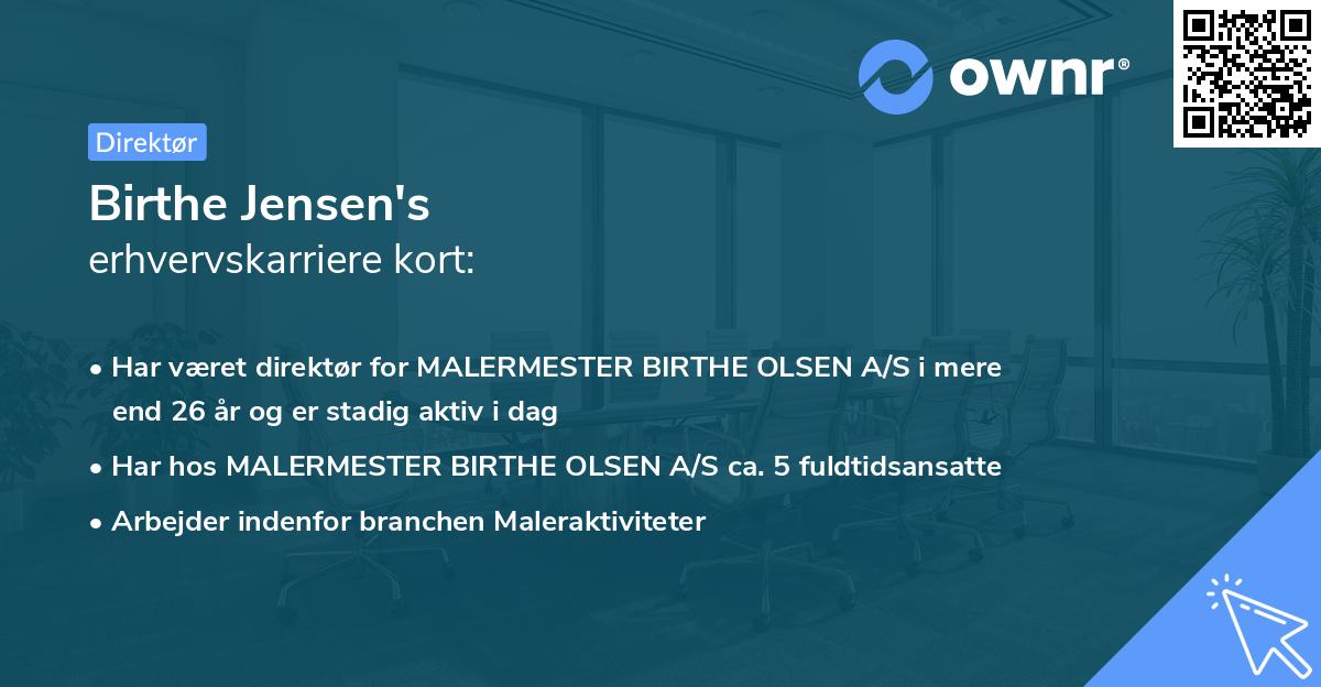 Birthe Jensen's erhvervskarriere kort