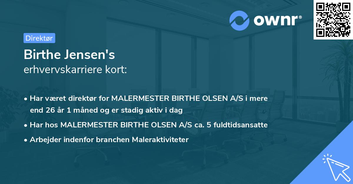 Birthe Jensen's erhvervskarriere kort