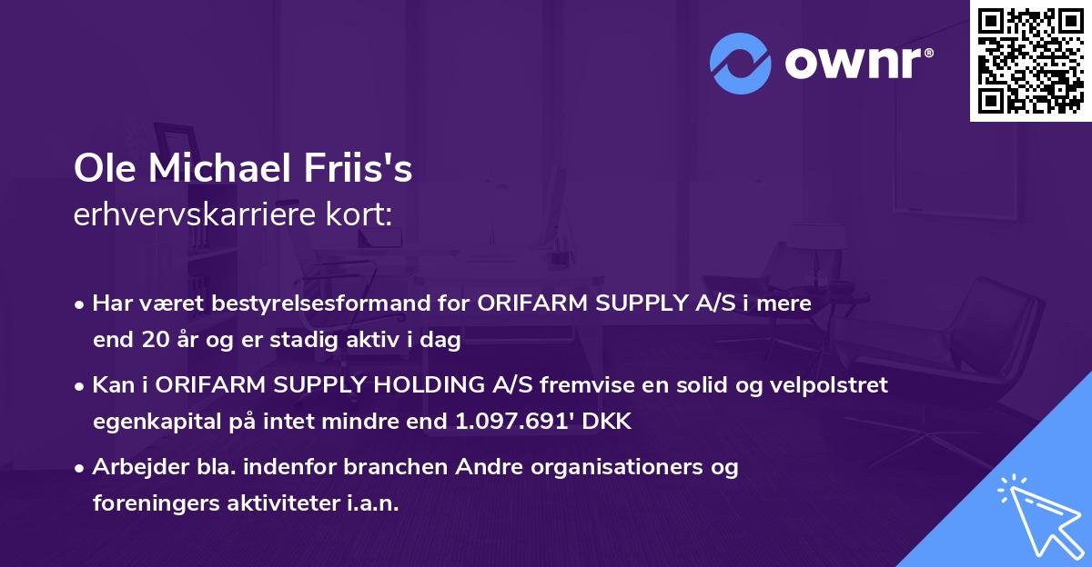 Ole Michael Friis's erhvervskarriere kort