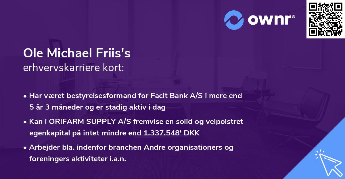 Ole Michael Friis's erhvervskarriere kort