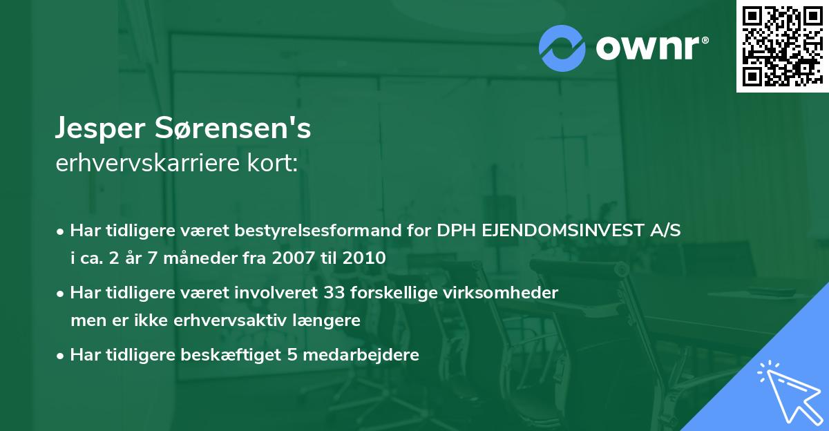 Jesper Sørensen's erhvervskarriere kort