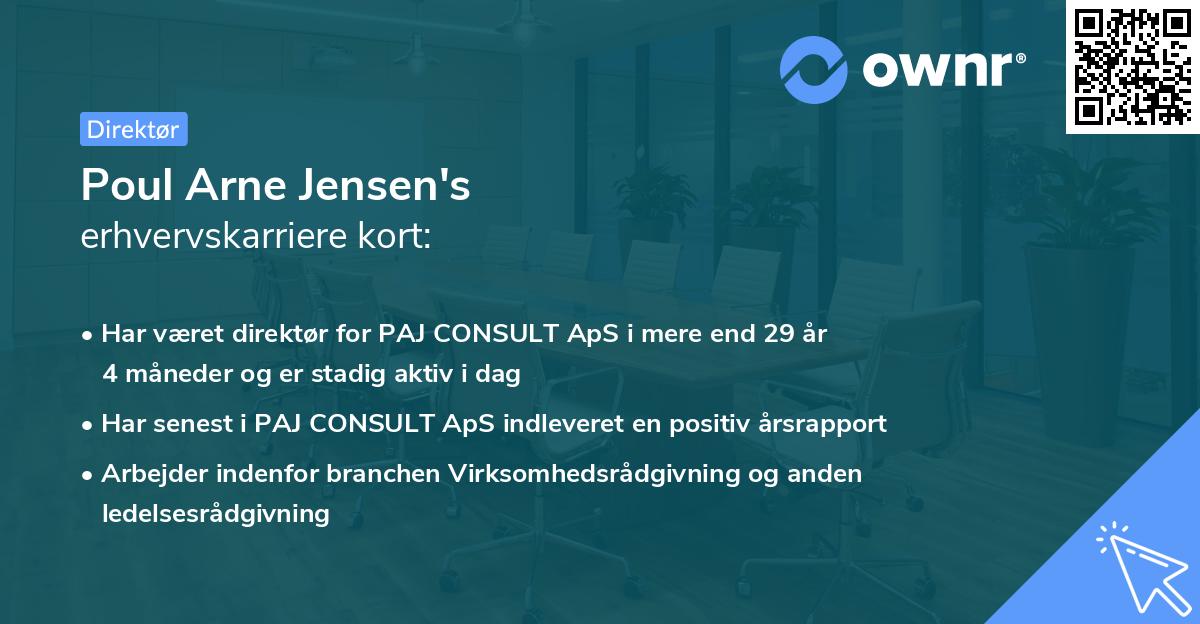 Poul Arne Jensen's erhvervskarriere kort